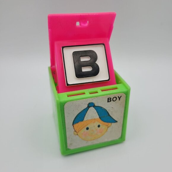 1972 Mattel Alphabet Pop Up Block Toy Plastic Vintage Letter B Boy Learn School - Picture 2 of 7